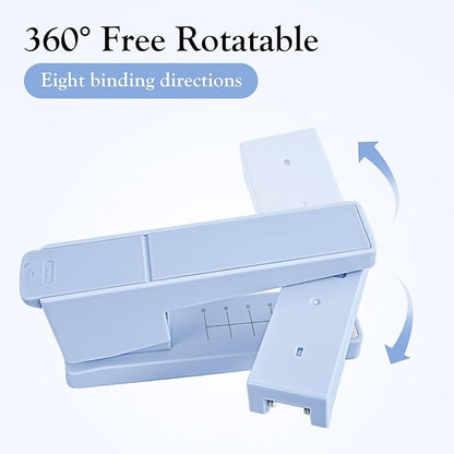 Swing-Arm Swivel Stapler - 20 Sheets Capacity, 360 Degree Rotate Desk Stapler with 100 Staples - Non-Slip Office Stapler, Blue
