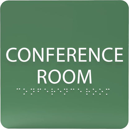 ADA CENTRAL SIGNS - 6" X6" Conference Room Sign- ADA Compliant Tactile Graphics Grade 2 Braille Text Acrylic Wall Signs - Authorized Personnel Only, Meeting Privacy Door Sign for Schools, and Offices