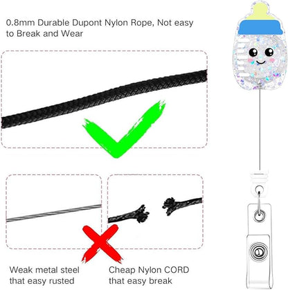 2Pcs Cute Baby Bottle Badge Reel Retractable for Nurse, Doctor, Medical Worker Nursing Student | Funny Pediatric Nurse ID Name Badge Holder 24” Durable Nylon Retractable Cord with Alligator Clip