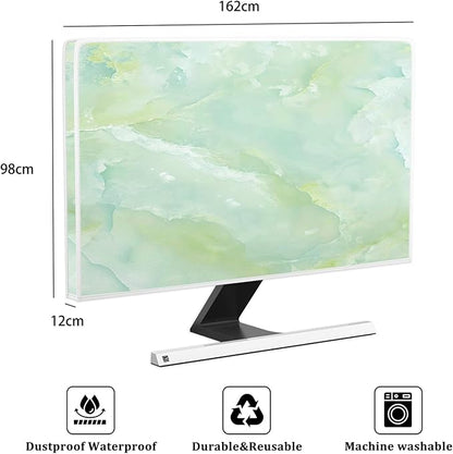 Baocicco Sage Green Marble Waterproof TV Dust Cover 70 Inch Anti-Static Dustproof Abstract Creative Desige Television Accessories TV LCD Screen Texture TV Decoration for Tablet