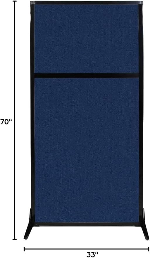 Versare Workstation Partition | Portable Wall Divider | Modern Office Cubicle | Free Standing Privacy Screen | Flexible Work Space | 33" x 70" Navy Blue Fabric Panels