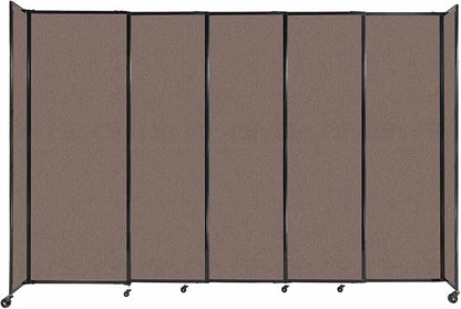 Versare Straightwall Sliding Portable Wall Partition | Freestanding Office Dividers | Locking Wheels | Temporary Room Separator | 11'3'' Wide x 7'6'' Tall Latte Fabric Panels
