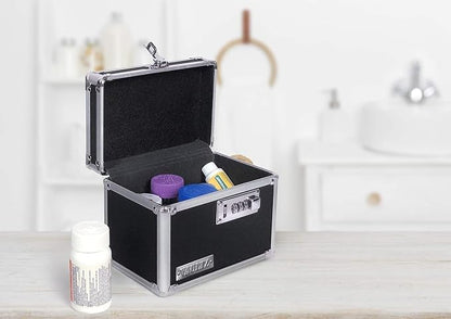 Vaultz Medicine Lock Box - 4 Pack - 5 x 7 x 5 Inches - Secure Cabinet Safe with Combination Lock - Ideal for Medications and Small Valuables - Black | Secure cabinet safe for medications, cash and small valuables, compact design fits shelves, drawers o...