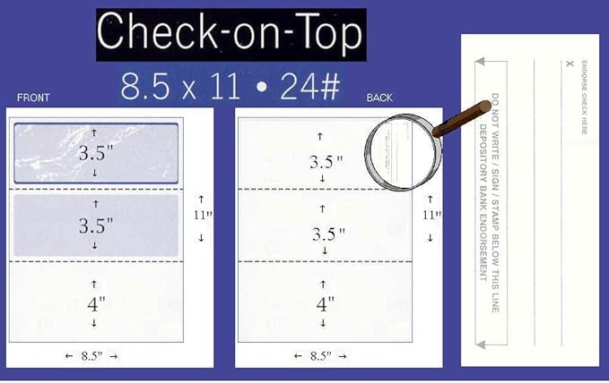 Compuchecks Check on Top Blank Check Paper - 500 Pack, Quick-Books & Laser Printer Compatible - Security Business Checks with Voucher - 8.5" x 11" Burgundy Marble