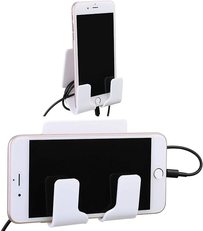 TXEsign Adhesive Wall Phone Holder Mount for Smartphones iPhone External Battery Wall Holder Mount (White)