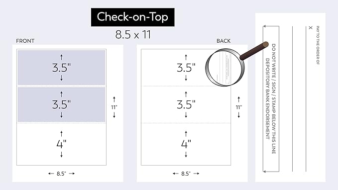 Compuchecks Check on Top Blank Check Paper - 250 Pack, Quick-Books & Laser Printer Compatible - Security Business Checks with Voucher - 8.5" x 11" Green Diamond