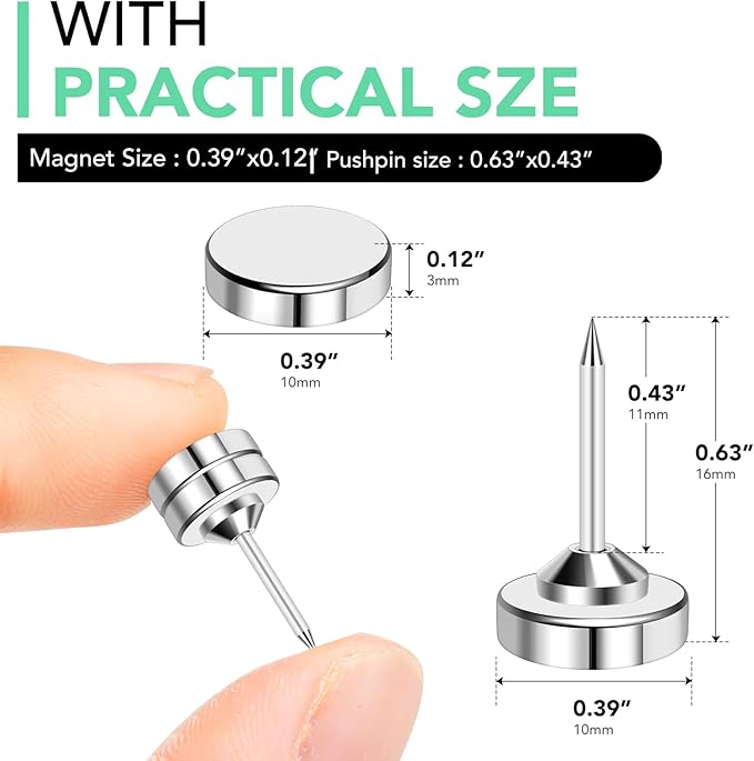 E BAVITE Magnetic Push Pins, 20 Sets Magnet Thumbtack for Wall Bulletin Board Strong Decorative Pushpins Clip for Map Picture Hanging Kit Poster Holder