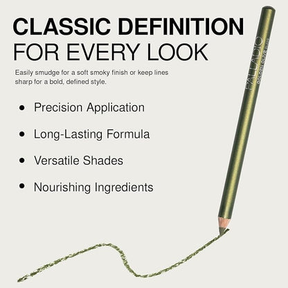 Palladio Wooden Eyeliner Pencil, Thin Pencil Shape, Easy Application, Firm yet Smooth Formula, Perfectly Outlined Eyes, Contour and Line, Long Lasting, Rich Pigment, Golden Olive