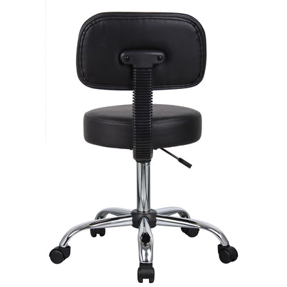 B245-BK Be Well Medical Spa Stool with Back, Black