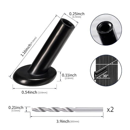 RiaYer 20 Pack 30 Degree Angle Protective Sleeves, Black Cable Railing Corner Protector Sleeve Beveled for 1/8" Wire Rope, T316 Marine Grade Cable Railing Kit with Two Drill Bit for Wood Posts HF039B