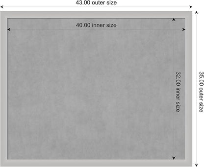 Amanti Art Silver Framed Magnetic Board 35x43 X-Large Vision Board for use with Magnets, 100% Metal Sheet to Display Items as Office Decor or for Home Organization in mudroom, Kitchen or Kids Room