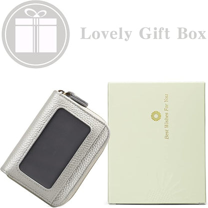 GOIACII Small Genuine Leather Wallet for Women, RFID Blocking Credit Card Holder Wallet