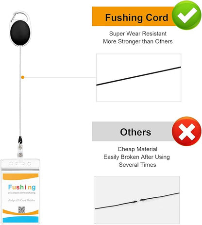 Fushing 20Pcs Retractable ID Badge Holders ID Badge Reels with Clip Retractable Badge Holders for Office Worker Doctor Nurse (Black)