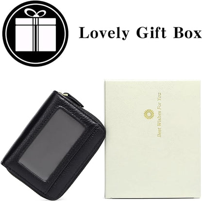 GOIACII Small Genuine Leather Wallet for Women, RFID Blocking Credit Card Holder Wallet