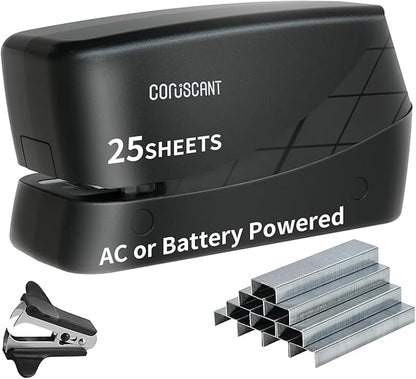 Coruscant Electric Stapler, Heavy Duty Desktop Stapler, Includes 2000 Staples and 1 Staple Remover, No-Jam Automatic AC or Battery Powered, 25 Sheet, Professional for Office Home School Use