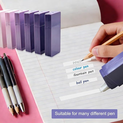LOPURO White Correction Tape, 6Pcs Cute White Out Correction Tape,Pastel Color Correction Tapes Eraser Easy to Use Instant Applicator for School Office Home Aesthetic Supplies (Purple)