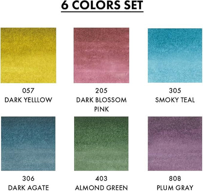 Kuretake ZIG CLEAN COLOR Real Brush 6 colors set Smoky Colors
