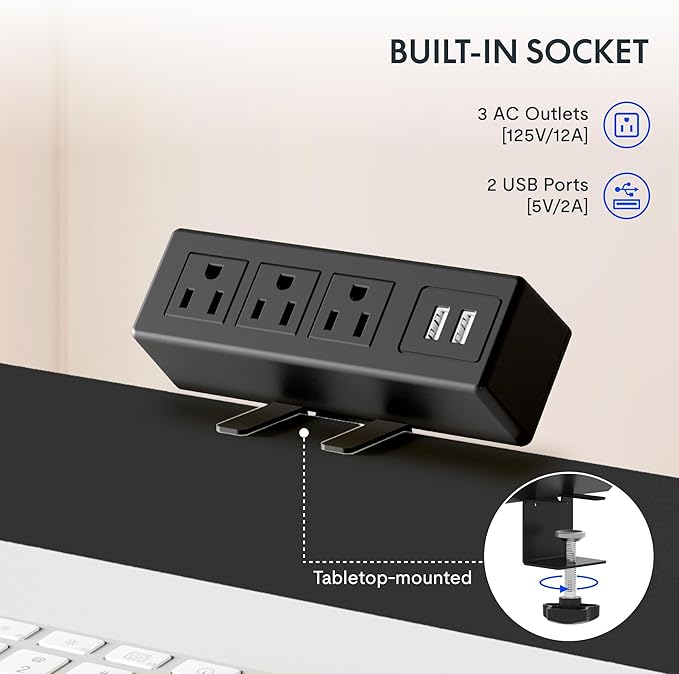 FLEXISPOT EN2 Whole-Piece Standing Desk with Clamp Power Strip, 48 x 30 Electric Stand Up Height Adjustable Desk with Cable Management (Black Frame + 48" Black Walnut Desktop, 2 Packages)