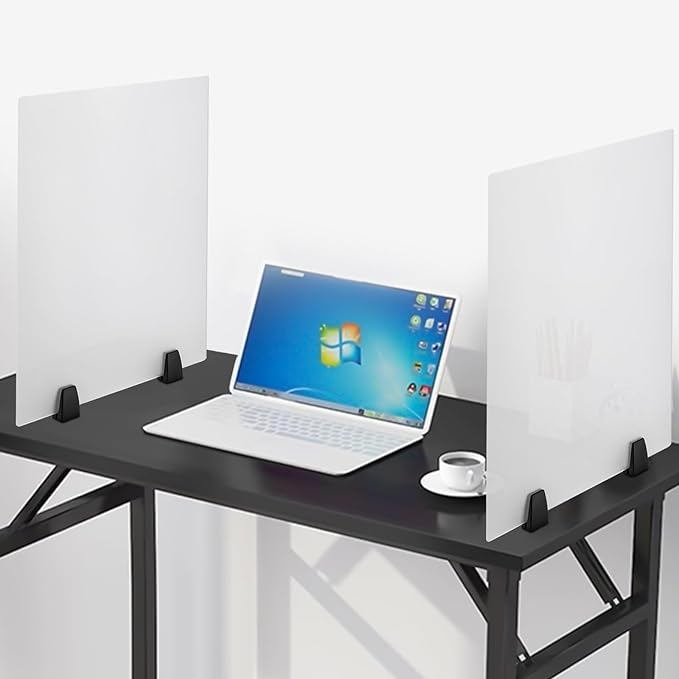 2 Packs Dual Frosted Plexiglass Desk Privacy Panels, 24 x 18 Inch Acrylic Cubicle Desk Dividers, Acrylic Frosted Partition Board, Desk Divider for Classrooms, Offices