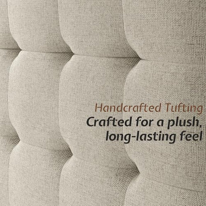 Queen Bed Frame Solid Wood,50" Tall Upholstered Headboard,Walnut