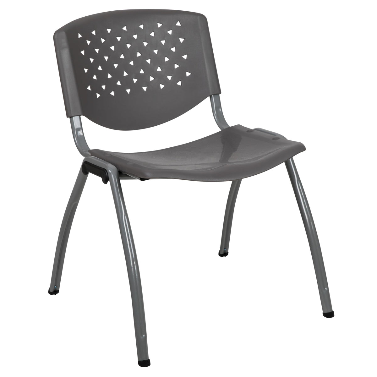 880 lb. Capacity Gray Plastic Stack Chair with Titanium Gray Powder Coated Frame