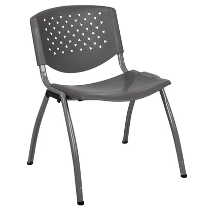 880 lb. Capacity Gray Plastic Stack Chair with Titanium Gray Powder Coated Frame