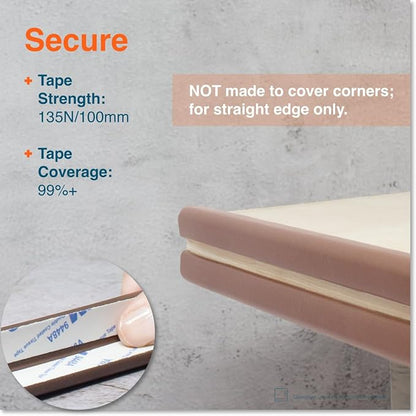 Roving Cove Slim-Fit Edge Protector for Baby Proofing (9ft Small Edge Only), Soft Rubber Foam Furniture Edge Bumper Guard, Desk Edge Cushion, 3M Adhesive, Coffee Brown