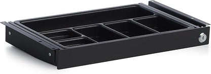 PERFECT POSTURE Max Under Desk Storage Drawer – Large Desk Drawer with Lock for Regular & Sit-Stand Standing Desks, Black (16.2” x 9.3")