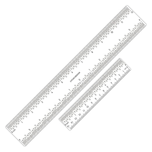 2 Pieces 6"/12" Clear Acrylic Ruler Zero-Centering Ruler with Inches & Metric Measuring Tool 12" and 6" Inch Straight Edge Rulers for Paper Cutting Craft Supplies School Supplies for Students,Office