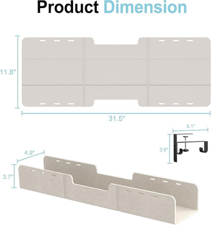 ERGO COLLECT Under Desk Cable Management Tray,No-Drill Upgraded Thickened Felt Cord Organizer with Clamp or Screw Mount,Cable Holder for Standing Desk,Home Or Office(Beige, 31.5")