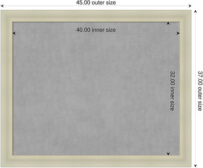 Amanti Art Silver Framed Magnetic Board 37x45 X-Large Vision Board for use with Magnets, 100% Metal Sheet to Display Items as Office Decor or for Home Organization in mudroom, Kitchen or Kids Room