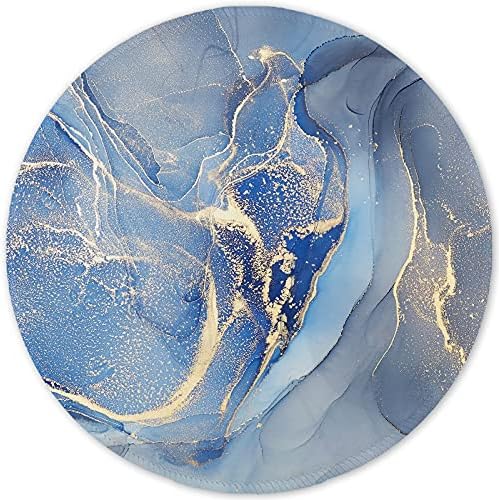 ITNRSIIET Round Mouse Pad with Stitched Edge Premium-Textured Waterproof Non-Slip Rubber Base Desktop Protection Mat Diameter 8.7 inches, Blue Marble Texture