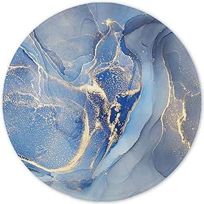 ITNRSIIET Round Mouse Pad with Stitched Edge Premium-Textured Waterproof Non-Slip Rubber Base Desktop Protection Mat Diameter 8.7 inches, Blue Marble Texture