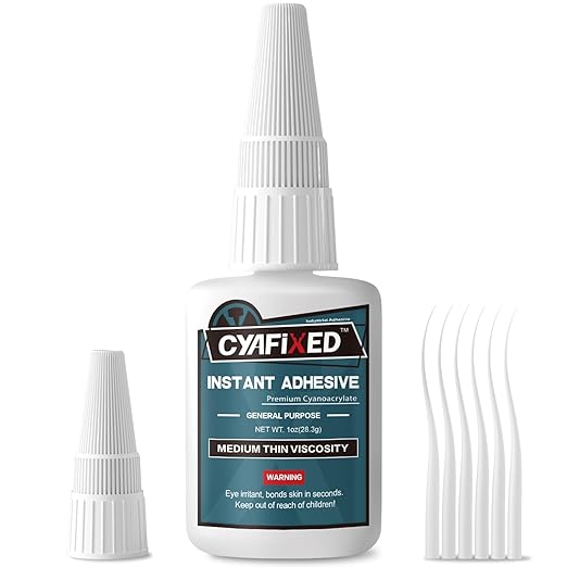 Super Glue Liquid, Instant Clear Cyanoacrylate Medium Thin Viscosity Adhesive, All Purpose CA Glue for Shoe Repair Leather Ceramic Plastic Glass Metal Wood Porcelain Rubber Pottery Model Craft