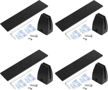 MOUNTAIN_ARK 4 Pack Black Office Desk Partition Clamp, T Shaped Sneeze Guard Bracket Support, Aluminum
