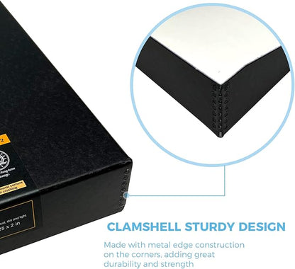 Lineco Archival Oversized 3-Ring Album Box with Clamshell Style Lid, Holds Up 55 Pages, 13.25 x 11.75 x 2.5 inch, Black
