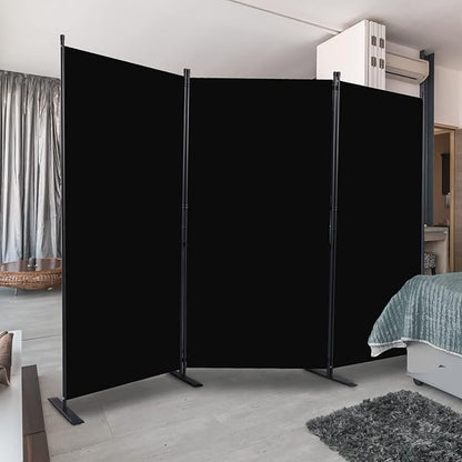 CHOSENM Room Divider, 3 Panel Folding Privacy Screens with Wider Support Feet, 6 Ft Portable Room Partition for Room Separator, 102" W X 71" H, Black