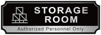 Storage Room Sign for Business Door, Self-Adhesive Durable Modern Storage Room Sticker, Brushed Silver Authorized Personnel Only Signs for Home, Business, Restaurants, Private Area