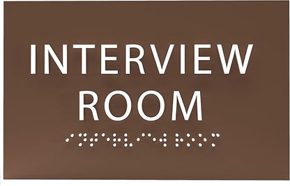 ADA CENTRAL SIGNS - 6" X4" Interview Room Sign - ADA Compliant Tactile Graphics Grade 2 Braille Text Acrylic Wall Sign | Privacy, Meeting, Room Name Sign for Schools, Hospitals, Offices, & Apartments