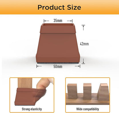 16 PCS Square Chair Leg Floor Protector, Silicone Chair Leg Cover, Furniture Leg Protectors with Felt, Mobile Table Leg Pad, Protect The Floor from Scratches.2 in Brown.