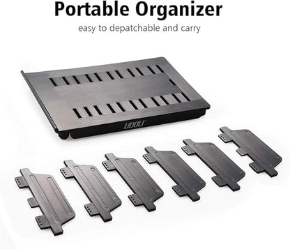 UDOLI Adjustable Universal Multi Device Organizer Dock Stand Holder, Tablet Cell Phone Desktop Stand for iPhone Samsung Galaxy Google Nexus Kindle (Black)- No Charging Port