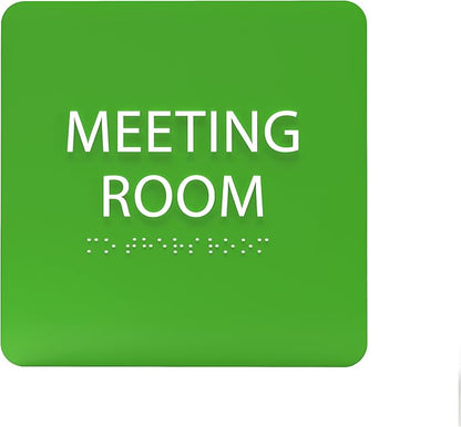 ADA CENTRAL SIGNS - 6" X6" Meeting Room Sign - ADA Compliant Tactile Graphics Grade 2 Braille Text Acrylic Wall Sign - Privacy Interview Room Name Door Sign for Schools Hospitals Offices & Apartments