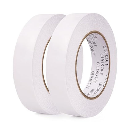 GUOKOFF Double Sided Tape 1 Inch x 40 Yards - 2 Rolls, Strong Adhesive Double Sided Sticky Tape, Two Sided Tapes, Multipurpose Tape for Arts, DIY, Crafts, Scrapbooking