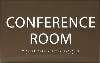 ADA CENTRAL SIGNS - 6" X4" Conference Room Sign - ADA Compliant Tactile Graphics Grade 2 Braille Text Privacy Sign | Wall Mount Plastic Meeting Signs For Schools, Hospitals, Offices, and Apartments
