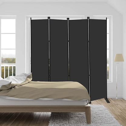 MAYOLIAH 4 Panel Room Divider Screen 6Ft Tall Foldable Privacy Dividers Indoor Wall Partition Room Separator Black