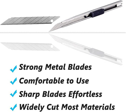 WEKOIL 9mm Snap Off Utility Knife 3 Pack High Hardness Retractable Box Cutters with 30 Pcs Snap Off Blades,Art Craft Hobby Cutter 9mm Knife for Home Office Workstation
