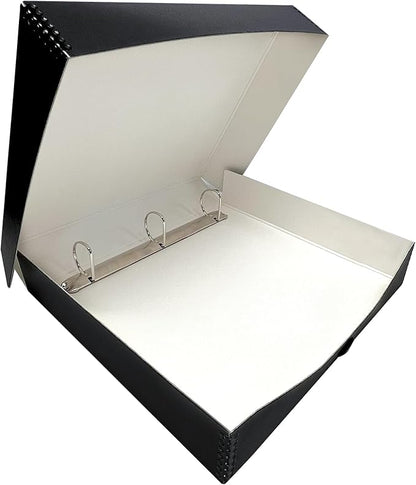Lineco Archival Oversized 3-Ring Album Box with Clamshell Style Lid, Holds Up 55 Pages, 13.25 x 11.75 x 2.5 inch, Black