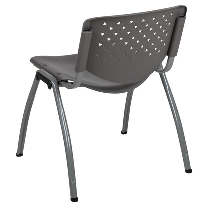 880 lb. Capacity Gray Plastic Stack Chair with Titanium Gray Powder Coated Frame