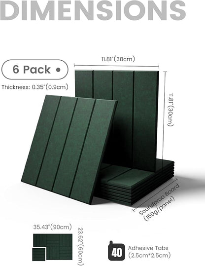 Fluxynara Large Felt Bulletin Board 36"x24" Cork Board Alternative - 6 Pack with 40 Safe Removable Adhesive Tabs, Cork Boards for Walls Cork Board for Home Office Classroom Pin Board- Pine Green