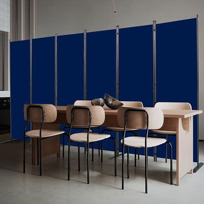 CHOSENM Room Divider, 6 Panel Folding Privacy Screens with Wider Support Feet, 6 Ft Portable Room Partition for Room Separator, 132" W X 71" H, Navy Blue